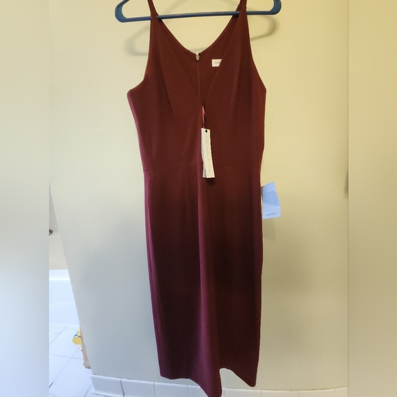 Dress the Population Women's Lyla Plunging Sleeveless Fitted Midi Sheath Dress - Picture 4 of 7